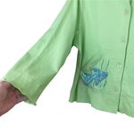 Cotton Connection Blue Aqua Chartreuse Sequined Fish Button up Hoodie Blue Photo 4