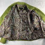 Colebrook Large Suede Leather Lime Green Jacket Women's Paisley Lined 2 Button Photo 6
