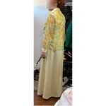 Vintage‎ 1970s 2 Piece Dress Set Floral Sheer Top Sleeveless Gown Modest Maxi Yellow Size L Photo 9