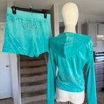 Juicy Couture  Teal Velour Hoodie and Shorts Set size medium Photo 1