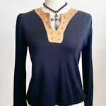 Joseph A Vintage Suede Grommet Top Y2K 2000s Western Boho Festival Large Photo 0