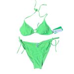 NWT Neon Green Triangle Tie Bikini Set Photo 3