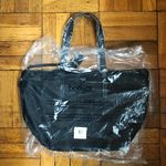 Leather Nylon Shoulder Tote Bag Black Photo 1