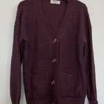 Zenana Outfitters Purple Women's Waffle Knit Button-Up Cardigan With Pockets. - Size S Photo 0