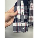 Woolrich  Women’s Large Plaid Flannel Shirt Navy Red White Button Up Long Sleeve Photo 3