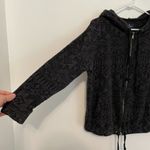 American Eagle Dark Gray Black Aztec Tribal Boho Full Zip Knit Hoodie Sweatshirt Photo 4