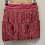 NWT Pink Fringe Faux Leather Skirt Photo 1