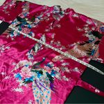 None Magenta Pink Satin robe blossoms, midi length, magenta pink, one size fits most Photo 1