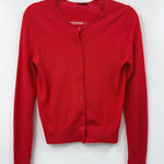 Ann Taylor  Red Merino Wool Cardigan Sweater Button Front Crew Neck M Photo 0