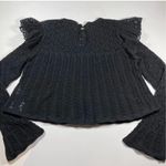 ZARA Pointelle Black ruffles top Photo 3