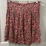 Natural Life  Women’s Floral Mini Skirt Size Large Red/White Cottagecore Pull On Photo 0