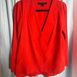 French Connection Orange Arrow Crepe Lone Sleeve V Neck Tunic Top Size 6 Photo 1