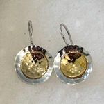 Silpada  Sterling Silver 14k Gold Hammered Round Disc Earrings W1367 Photo 2