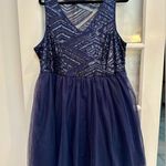 Torrid  Navy Blue Sequin Tulle Skater Evening Formal Dress Plus Size 18 NWT Photo 2