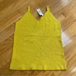 Loft  Sweater v-neck tank top yellow viscose blend Sz Large Petite Photo 4