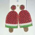 Jane Marie Watermelon Seed Bead Boho Beaded Statement Pierced Earrings Photo 1