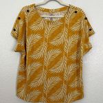 Croft & Barrow  Yellow Tropical Leaf Crewneck Top, Size XL Photo 0