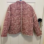 Woven Ditsy Floral Oversized Puffer Jacket boho garden party whimsical Pink Photo 7