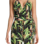 BCBGMAXAZRIA Romper Black Birds of Paradise Tropical Women's Size S ($198) Photo 0