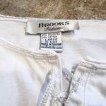 Brooks  long sleeve lace up scoop neck pullover blouse top stretchy cotton white Photo 4
