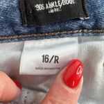 EXPRESS  Sz 16 Jeans 90's Ankle Boot Jeans Mid Rise Distressed Holes Blue Women's Photo 8