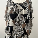 Style & Co Vtg 90s womens geometric zebra print top S avante garde grunge steampunk new Photo 0