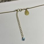 Women’s Costume Necklace Gold Tone Chain Blue Pendant Charm Photo 2