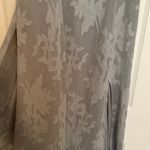 Lulus  Dusty Blue Midi Floral Jacquard Tie-Strap Dress Photo 6