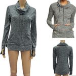 Balance Collection Cowl Neck Long Sleeve Thumb Hole Kangaroo Pocket Shirt Small Photo 1