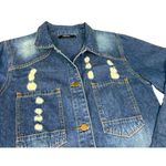 Long distressed denim woman’s lightweight jacket or Dress size M Blue Size M Photo 7