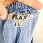 Flax Linen Tapered Leg Pull On Pants Size Large Periwinkle Blue Lagenlook Photo 3