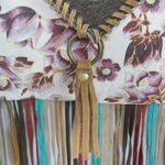 MYRA Altres Small Floral Crossbody Bag Boho Fringe Canvas Hairon Leather Purse Brown Photo 3