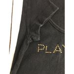 Playboy B42 Womens Rare Vintage  T-shirt with Rhinestones Black Gold Size Small Photo 5