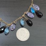 Purple Lavender Iridescent Teardrop Crystal Glass Beaded Chain Necklace Photo 5