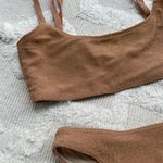 Oh Polly Gold Glitter High Waisted High Cut Brazilian Bikini Set Photo 3