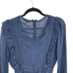 Maje Istra Ruffled Crepe Playsuit Romper Long Sleeve Pinstripe Blue Size 34 XS Photo 6