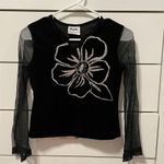 Y2K Black Silver Floral 2 Piece Skirt Set Size XXS Photo 2