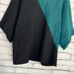 Alfani  Teal Black Colorblock Mock Neck Short Sleeve Sweater Women’s 1X Fuzzy Photo 3