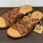 BORN Isle Woven leather brown Slide Slip On Sandal size 8 NWT Tan Photo 0