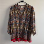 Jones New York  Size L Multicolor Paisley Blouse Photo 1