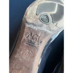 AGL Designer Pointed Toe Fringe Career Flats Navy Gold Leather Italian Size 6.5 Blue Photo 7