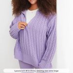 Aerie WOMENS CABLE CAR QUARTER ZIP PULLOVER KNIT SWEATER PURPLE LILAC MEDIUM Photo 1