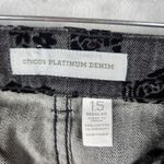 Chico's  Platinum Denim Gray Jeans Black Velvet Roses Size 1.5 / US 10 Photo 13