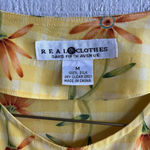 Saks 5th Avenue Vintage 90s Saks 100% Silk Button Down Blouse Yellow Plaid and Floral Print Sz M Photo 2