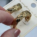 Do Everything In Love NWT 14K GP “ gold plated  “ Coco quilt hoops Photo 5