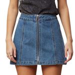 Altar'd State  Small Monana Skirt Denim Jean Blue Front Full Zip Mini Women 750‎ Photo 0