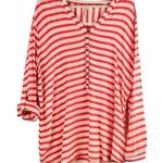 GRAND & GREENE | Reddish Orange and White Striped Women's Top Button Photo 0