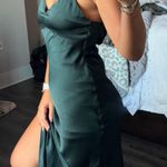 Abercrombie & Fitch Emerald Green Satin Midi Dress Photo 0