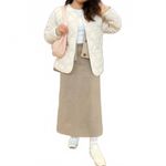 Uniqlo Brushed Jersey Narrow Skirt Midi Beige NWT Medium Photo 2