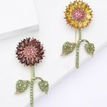 Elegant Purple and Green Sunflower Brooch Photo 4